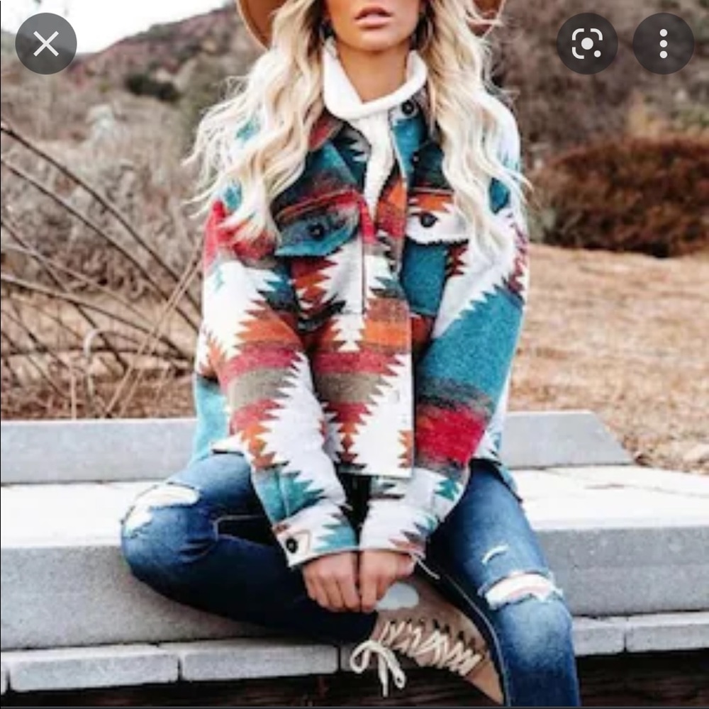 Womens Boho Aztec Print Jacket - Picture 3 of 3
